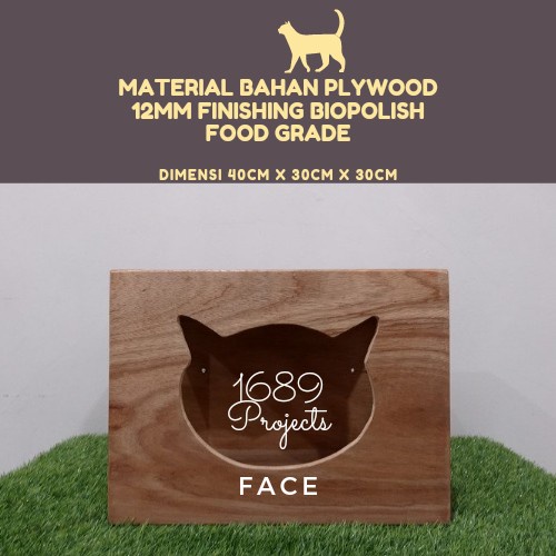 Rumah kandang kucing kayu cat house playground custom - Face