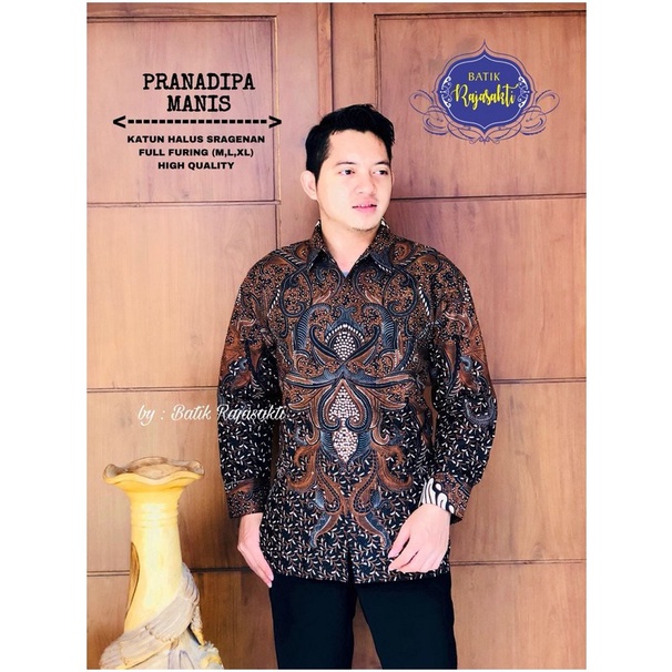 PRANADIPA MANIS KEMEJA BATIK SOLO PRIA LENGAN PANJANG LAPIS FURING ATASAN PREMIUM MODERN KOPRI PGRI 