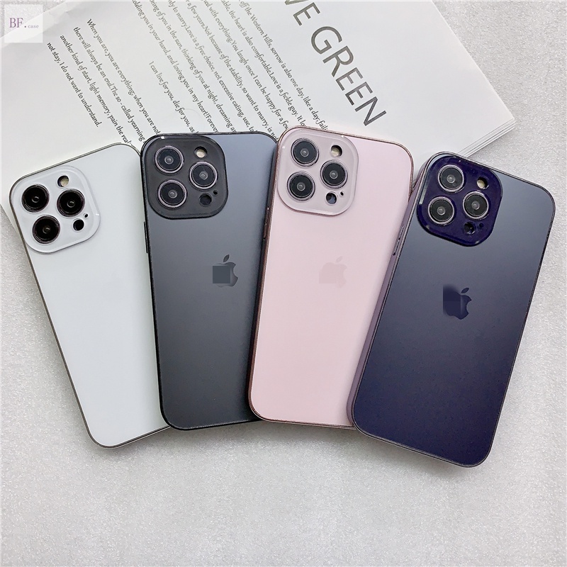 Hard Case Akrilik Warna Ungu Tua Untuk Iphone 13 12 Pro Max