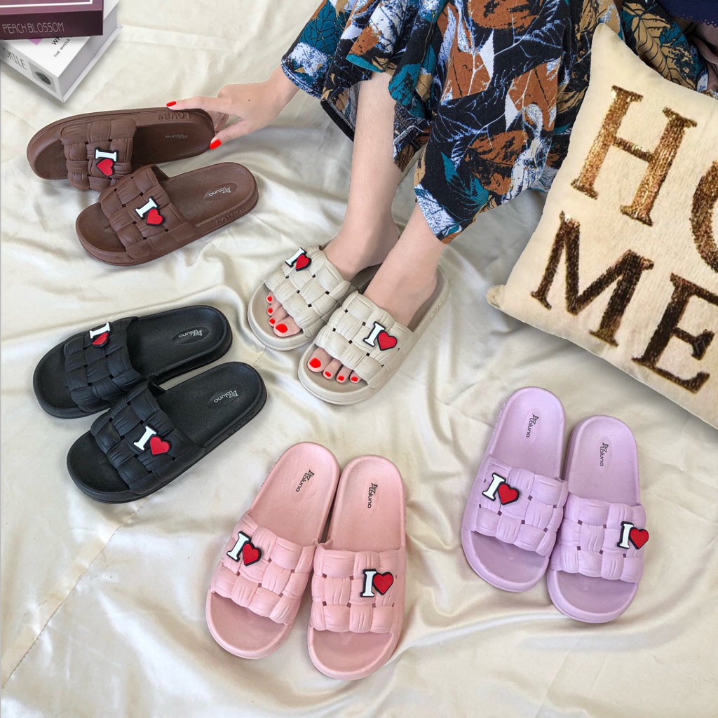Sandal Slop Wanita Model Bantalan Empuk Love Import 2219 (36/41) - Sandal Karet Wanita Import