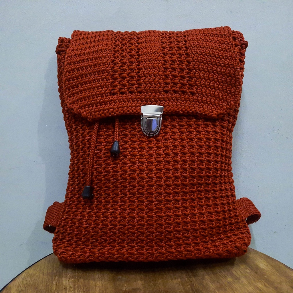 Tas Ransel Rajut Camilia - SenjabyAtsa-Terracotta
