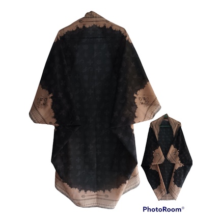 OUTER SCARF CARDIGAN GAMIS MOTIFAN HITAM CREAM