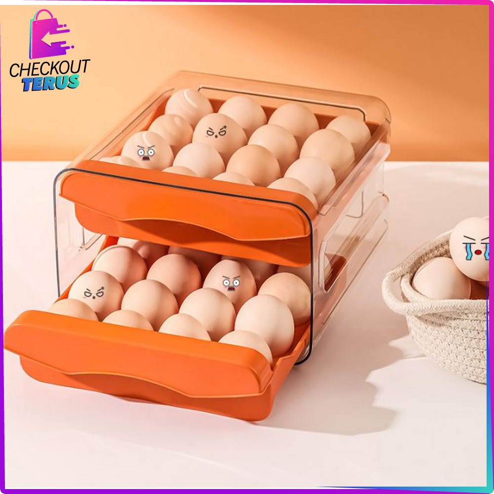 CT C410 Tempat Telur 2 Tingkat Kotak Penyimpanan Telor Serbaguna Kotak Telur 2 Susun Egg Storage Box Organizer