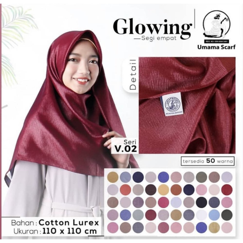 Jual Hijab Segiempat - Jilbab Polos - Cotton Lurex - Cornskin Shiny - Glowing Umama Scarf Diskon