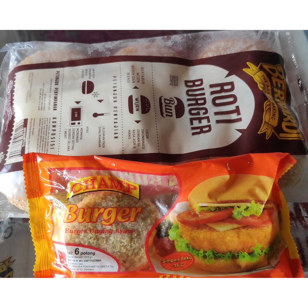 

paket burger wijen isi 6 dengan burger champ isi 6