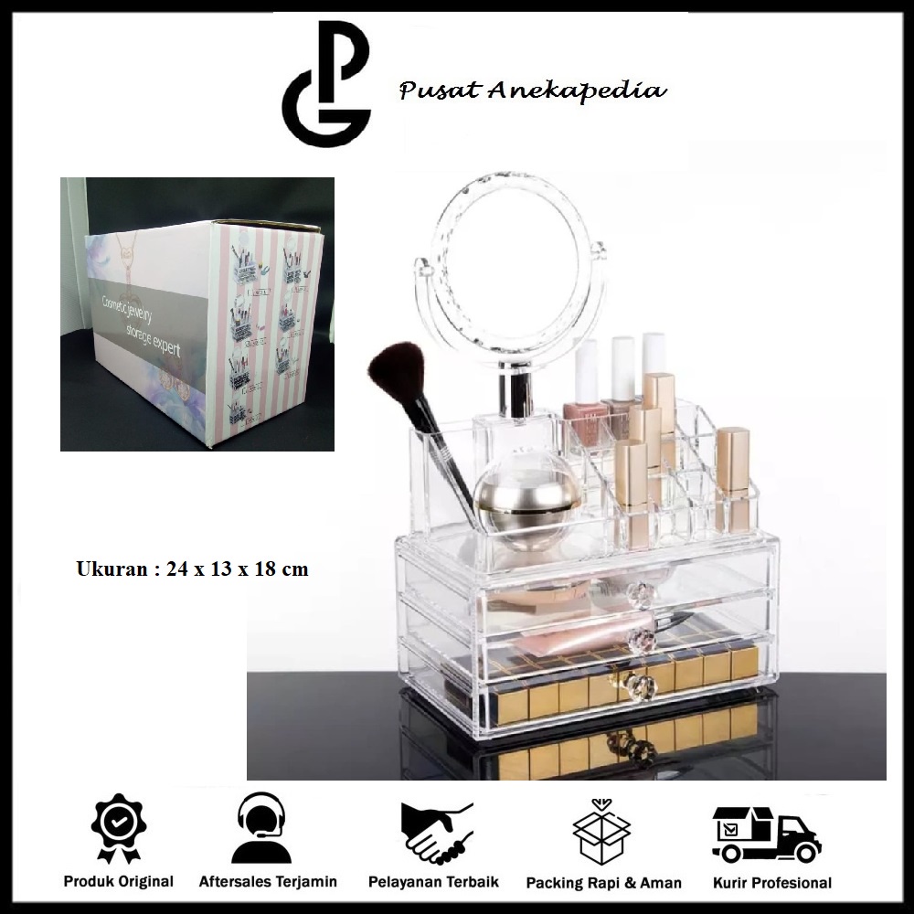 Tempat Makeup RM02- Rak Makeup - Cermin Makeup - Tempat Makeup Acrylic