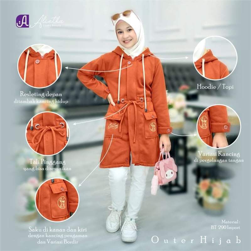 OUTER HIJAB MUSLIMAH KIDS TERBARU ORI ALIETHA JAKET ANAK VIRAL MODERN KEKINIAN BEST SELLER