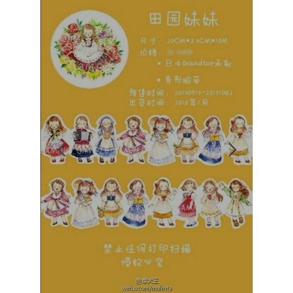 

molinta washi tape sample ( per meter )