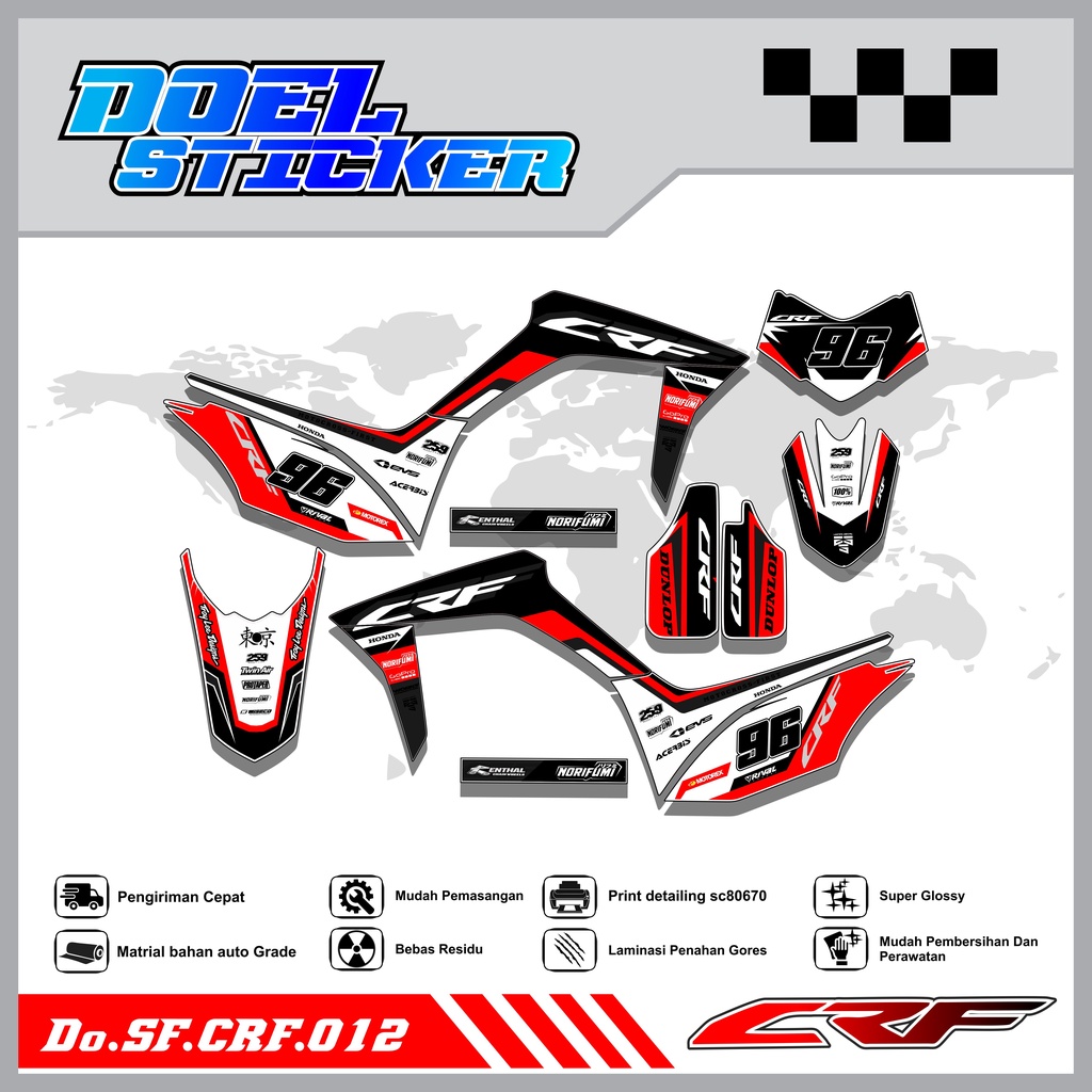 Sticker Striping Semifull CRF 150L List Variasi Hologram Pelangi,Crome Doel 012