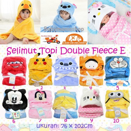 Selimut Topi Double Fleece D &amp; E Selimut Hoodie Bulu Bayi 3D / Hoodie Blanket Tudung/ Sovernir