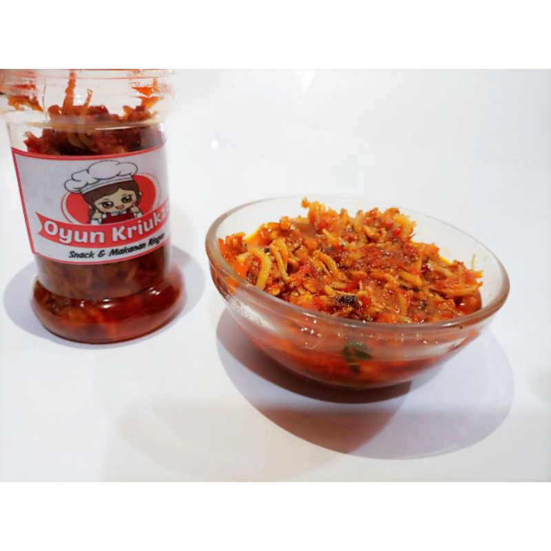 

OSENG SAMBAL TERI MEDAN MELIMPAH JELETOT 120GRAM /SAMBAL TERI /SAMBAL OYUN
