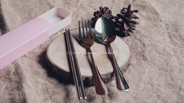 EAT SET / SENDOK, GARPU, SUMPIT PORTABLE SET STAINLESS STEEL PREMIUM QUALITY