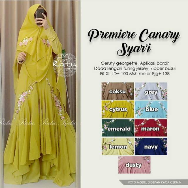Premiere canary syar'i by ratu/gamis ceruti/gamis murah