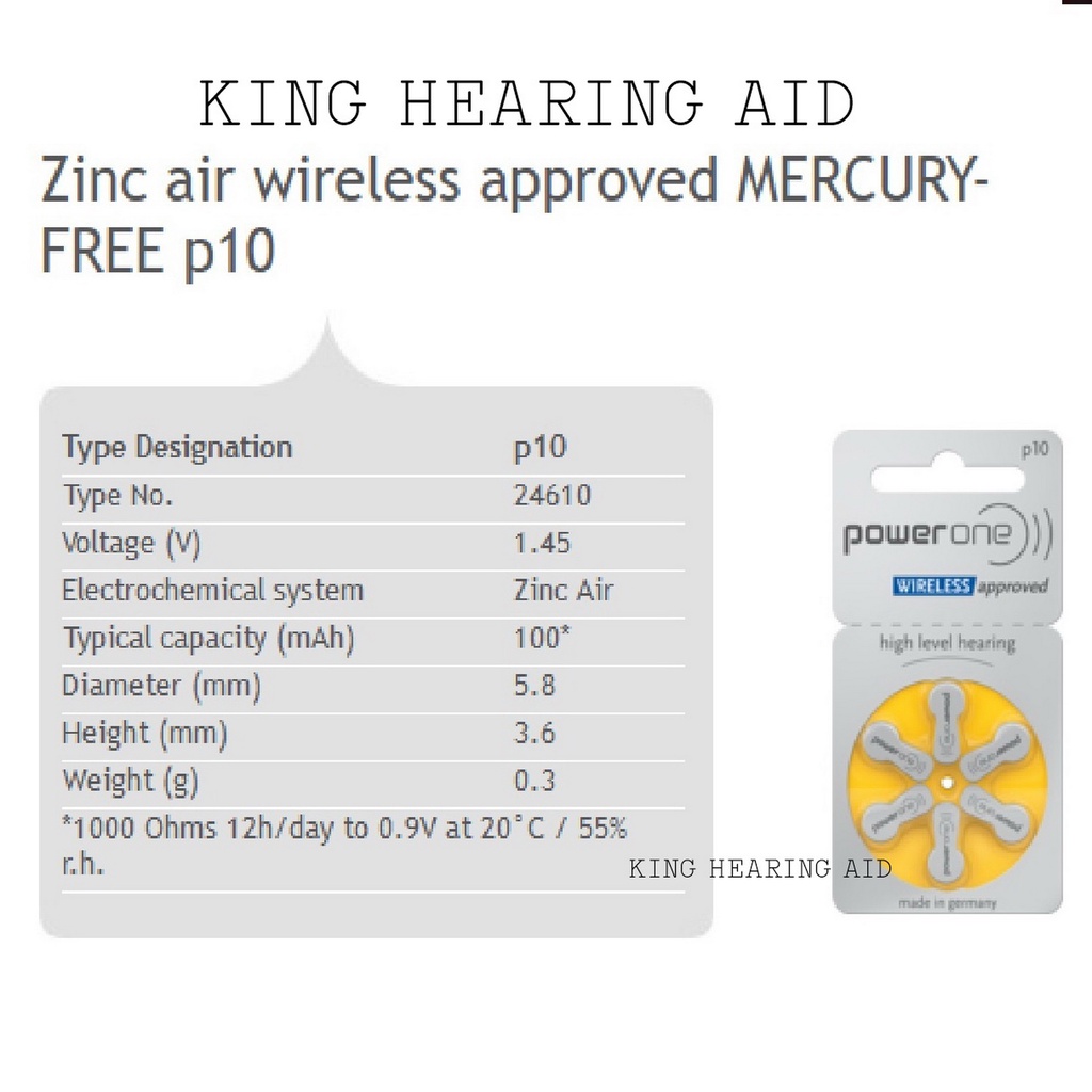 Baterai Alat Bantu Dengar POWERONE p10 batu alat dengar hearing battery made in germany replacement PR70 PR230H AC230E AG10 LR1130 zinc air batteries size 10 batere alat bantu dengar power one p10 baterai Alat Pendengaran batre alat pendengar