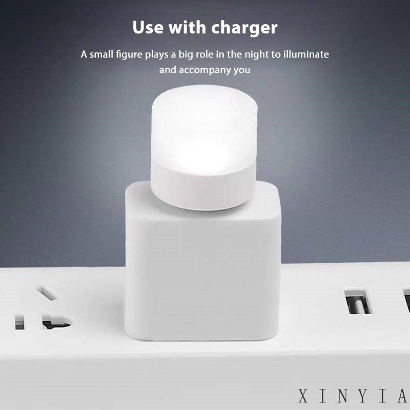 【COD】Lampu Malam LED Bulat Kecil Proteksi Mata Power Charging Handphone / Komputer