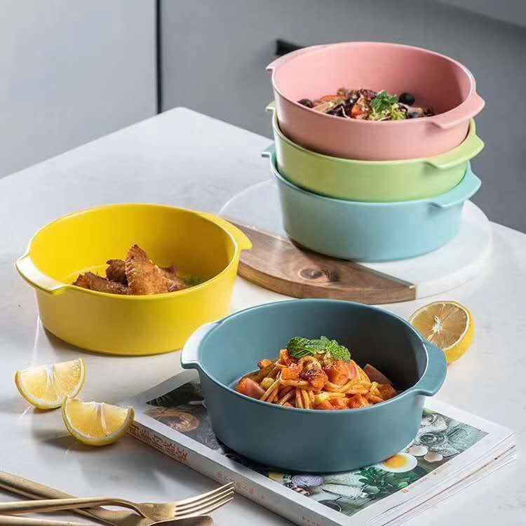 Tokosemuasenang mangkok keramik kuping casserole 8"