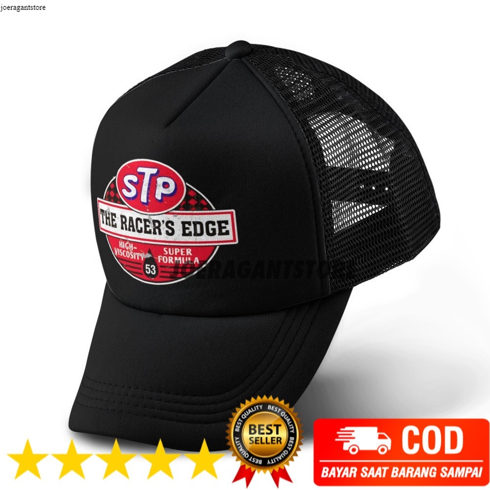 TOPI TRUCKER JARING SABLON - STP Motor Oil Trucker Cap Snapback Adjustable Strap Topi JS