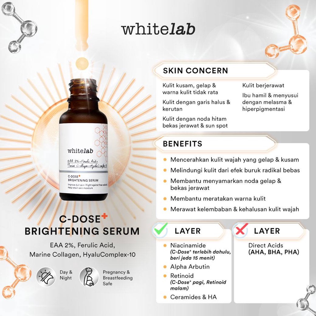 WHITELAB Intense Brightening Booster C-Dose+ A-Dose+ Glowing Face Serum - Serum Perawatan Pemutih Pencerah Pelembab Wajah Glowing