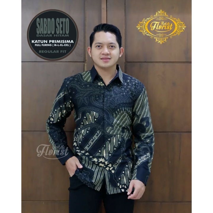 SABDO SETO KEMEJA BATIK HITAM HIJAU batik pria lengan panjang modern kemeja batik premium