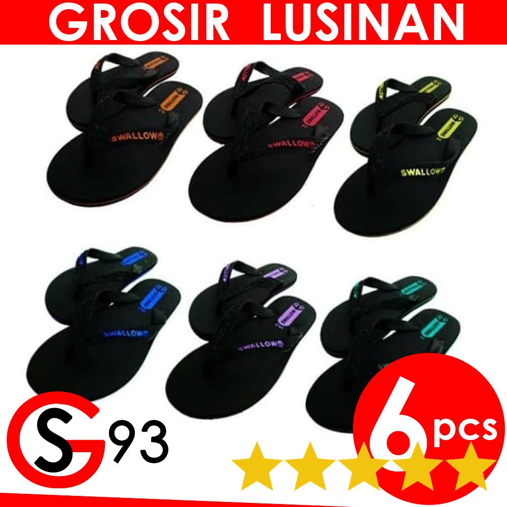 GROSIR Sandal Jepit Swallow Hitam Black Pearl - Sendal M02 LUSINAN