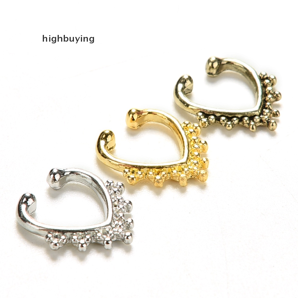 Hbid 1pc Cincin Tindik Hidung Palsu Bahan Stainless Steel