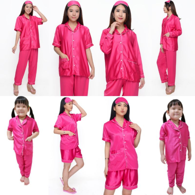 BAJU TIDUR SATIN FANTA/ PIYAMA SATIN WANITA/ PIYAMA IBU DAN ANAK