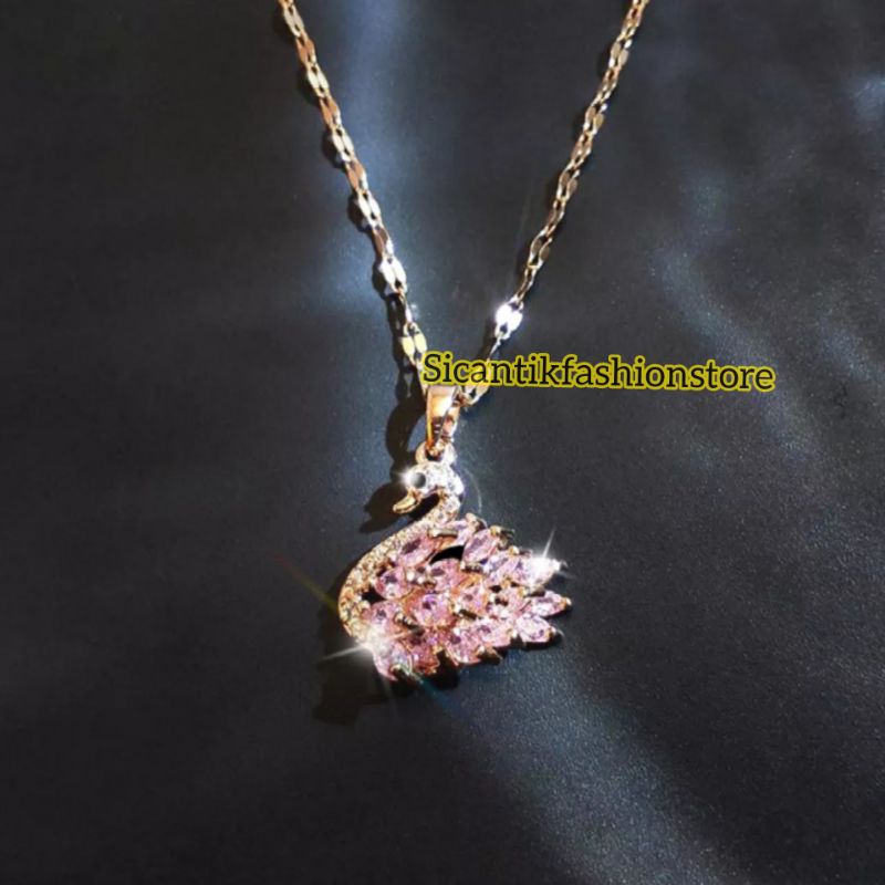 Kalung Titanium Liontin Angsa Fashion Wanita Terlaris Anti Karat Kalung Wanita Kekinian Mewah