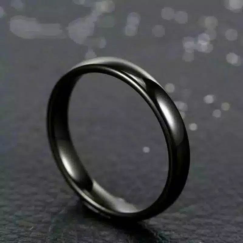 4s GROSIR SOLO | cincin titanium anti karet warna hitam polos bergaya elegan / cincin pria|wanita unisex warna hitam polos anti karat