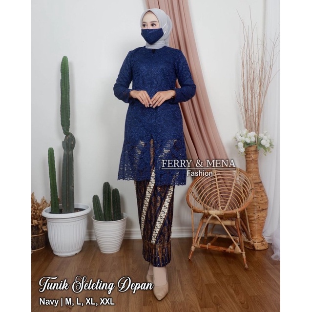 Kebaya tunik brokat BUSUI seleting depan kebaya moderen/ seteln kebaya tunik/kebaya terbaru/kebaya wisuda/kebaya pesta/kebaya kondangan/kebaya murah /kebaya tunik navy