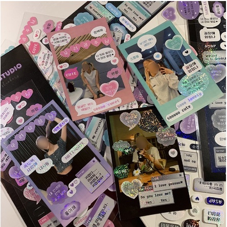 

[ Sticker English & Korean Speech ] SALE READY INA SOOANG Studio 수앙 스튜디오 | Original Sooangs KR deco stiker photocard bubble chat cute holographic pc hologram holo glitter pastel korea brand