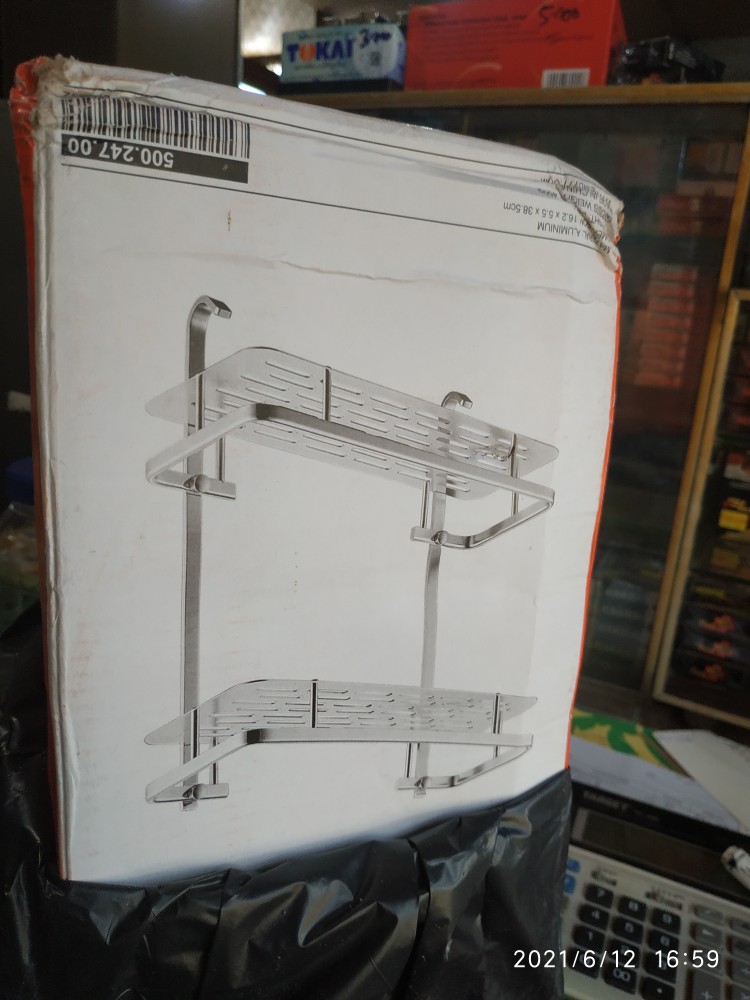 Rak Kamar Mandi 2 Susun Tingkat Aluminium Wc Dinding Toilet Dapur Serbaguna Tingkat Segi4 Kotak