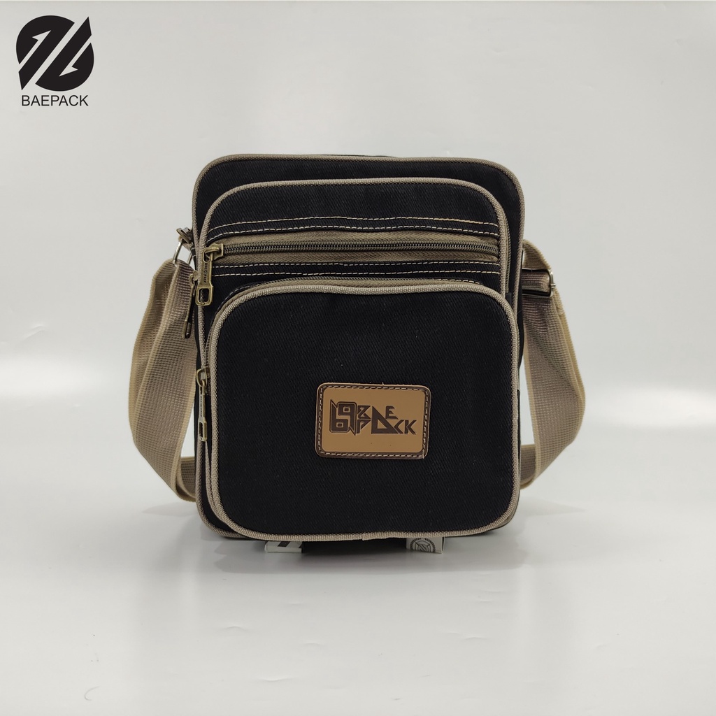 Tas Selempang Kanvas Cowok Volker Hitam Original Baepack / Tas Bahu Pria dan Wanita / Tas kanvas Terbaik Produsen Bandung