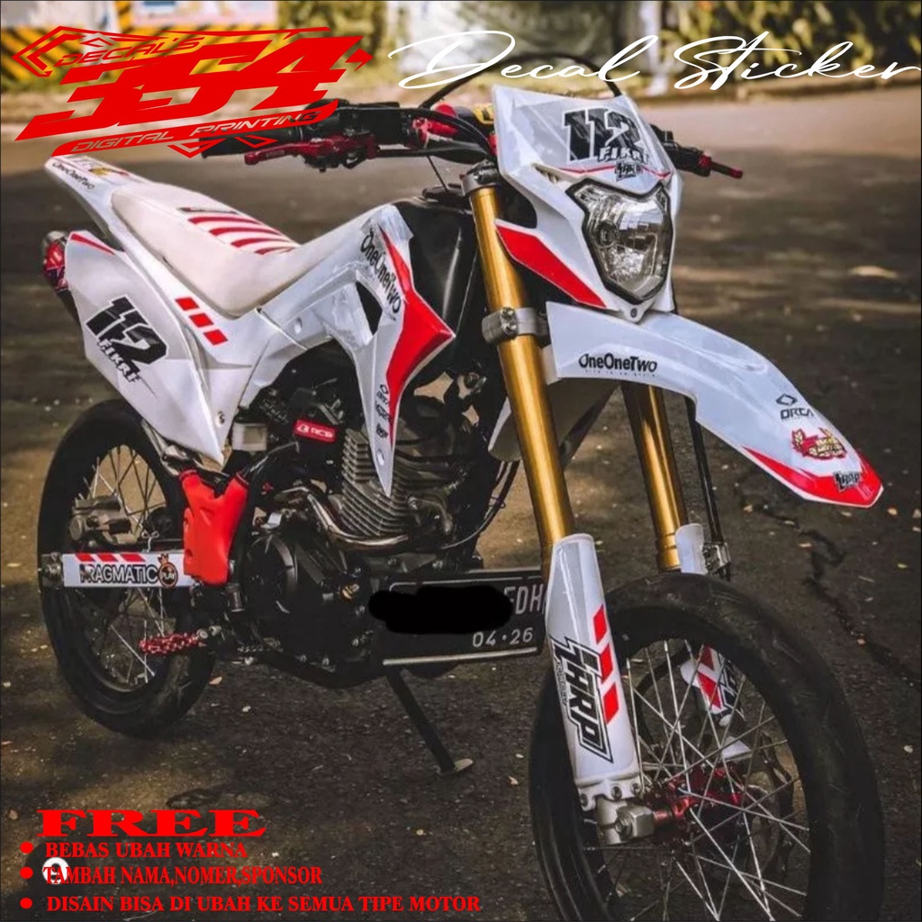 decal crf  kombinasi merah nyala..