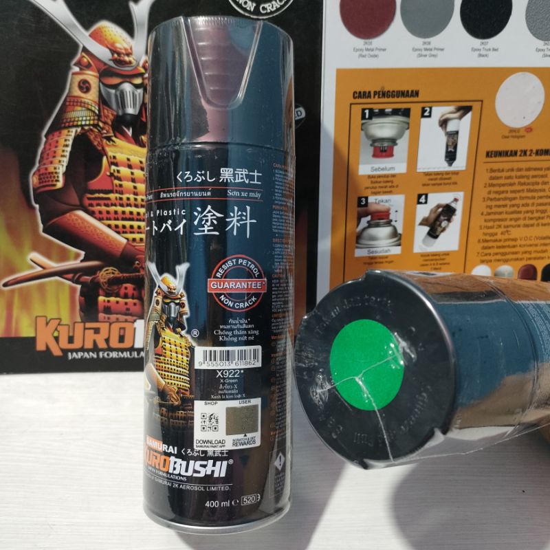 Samurai Paint Pilox Pilok Samurai Xirallic X922 922 Xiralic Hijau X-Green 400ml Cat semprot Aerosol 400 ml ini