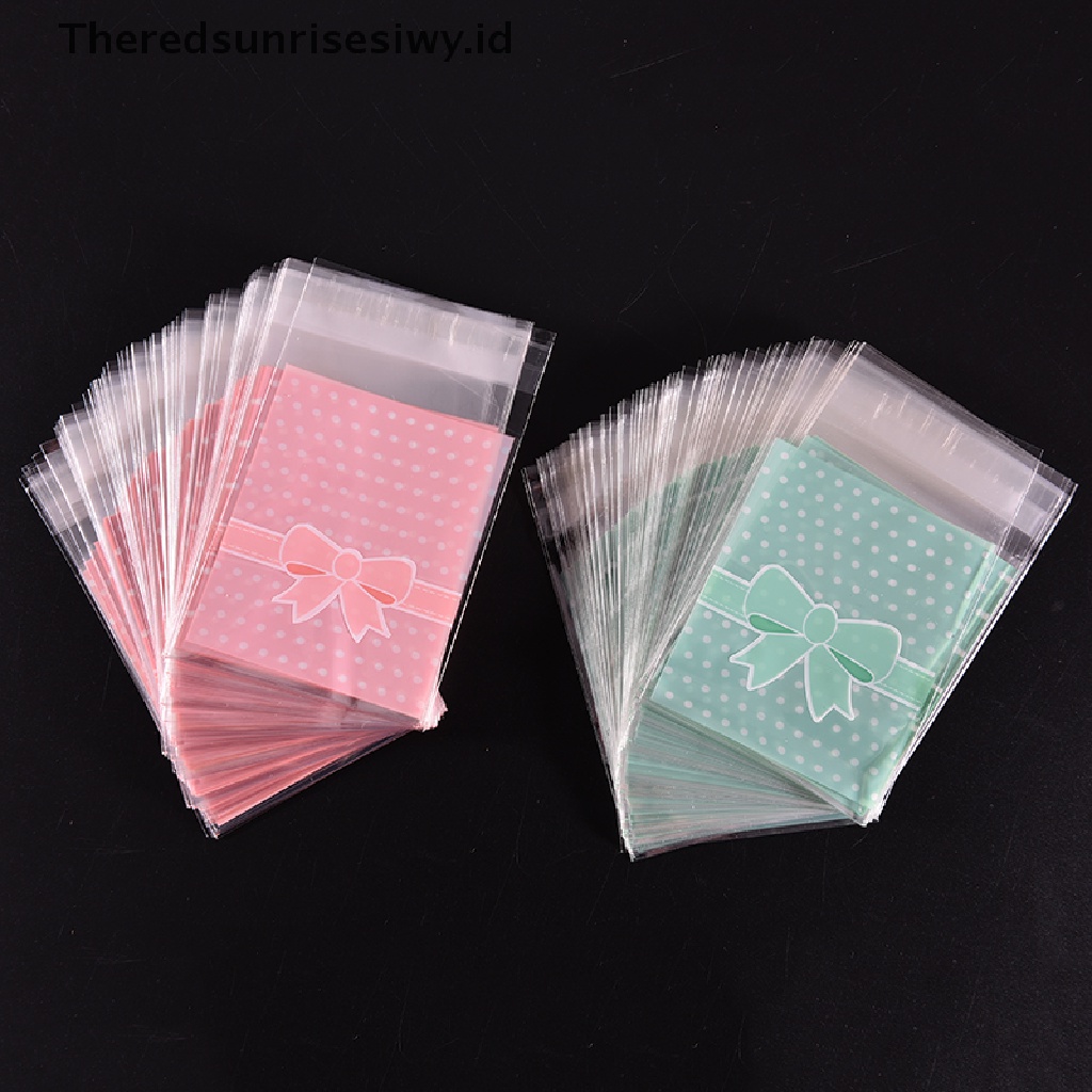 # Alat Rumah Tangga # 100pcs Kantong Plastik Cellophane Dengan Perekat Untuk Permen / Kue Kering / Pernikahan / Ulang Tahun