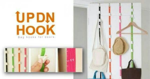 UP AND DOWN HOOK ( ADJUSTABLE HOOKS FOR DOOR CREATIVE ) Up DN Hook Gantungan Tas Gantung Bag