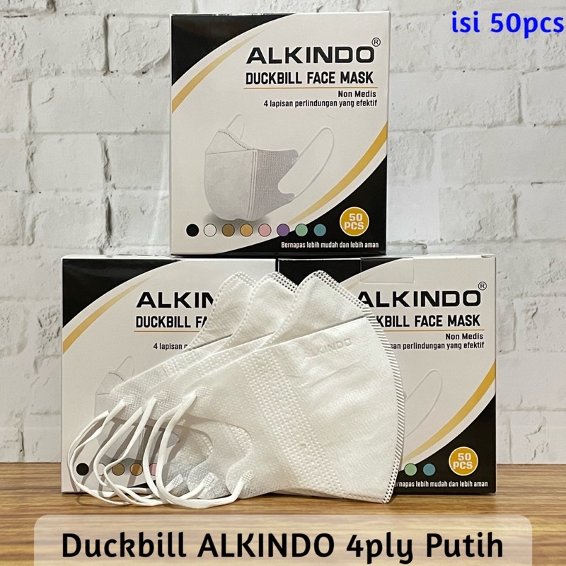 Masker Duckbill Alkindo Mouson Emboss Mix Warna Hitam Putih Abu 4 Ply Isi 50 Pcs Per box