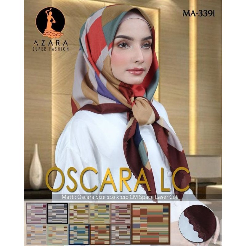 Jilbab segiempat motif azara lasercut