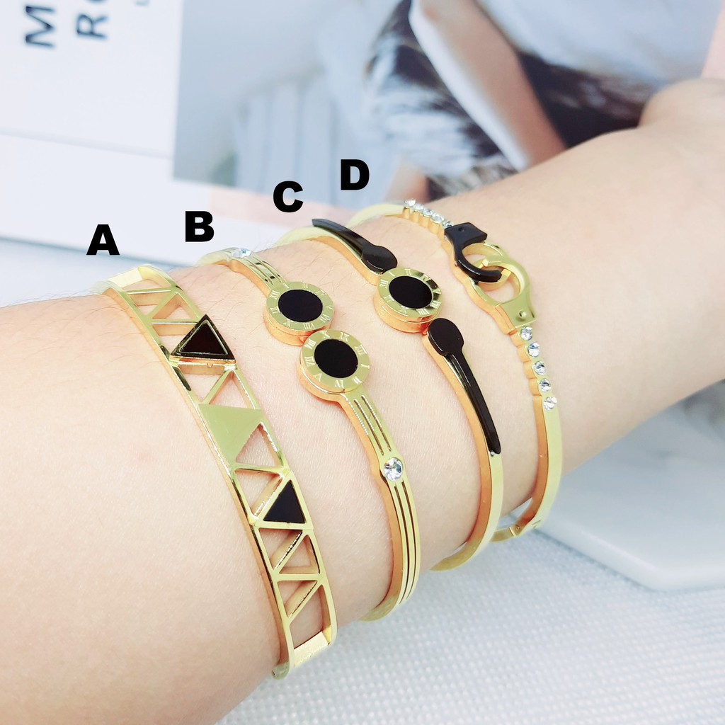 Gelang Titanium Cantik Bangle Gold Anti Karat Luntur - BB572