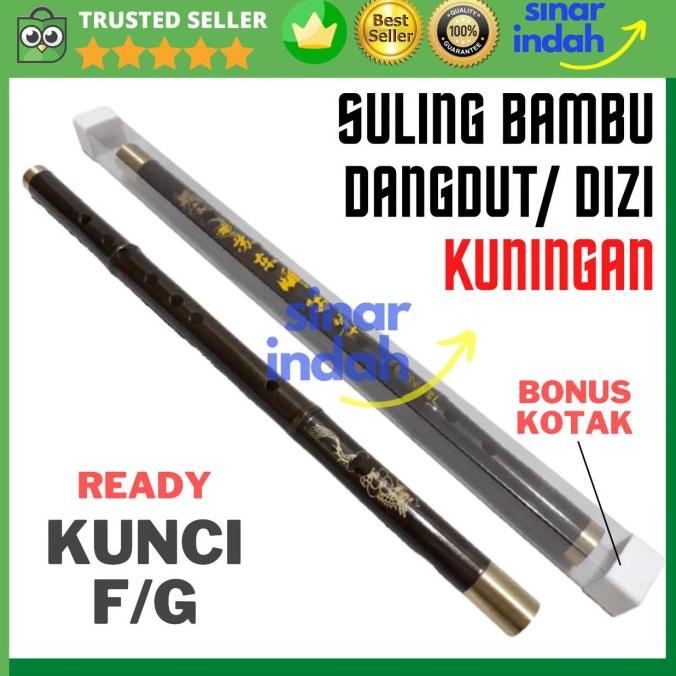 SERULING BAMBU TRADISIONAL CINA SULING UKIR DIZI KUNINGAN PREMIUM - F