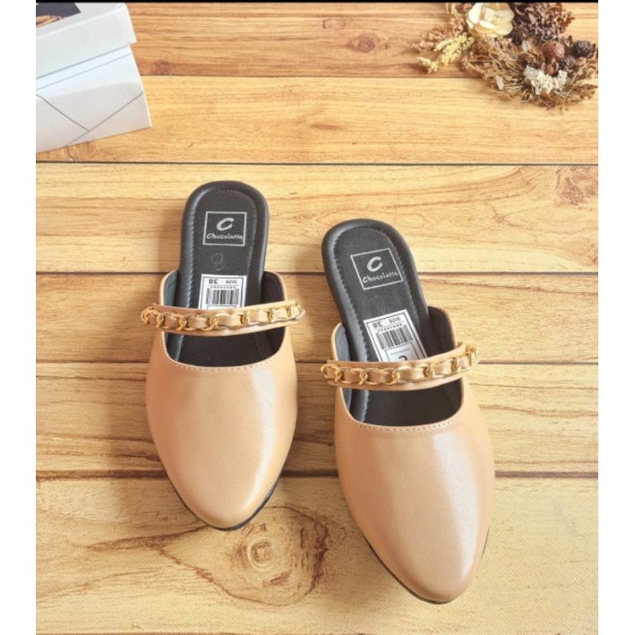 ABBUSHOES UR 02 sendal bapau flat shoes  rantai sol karet 2cm