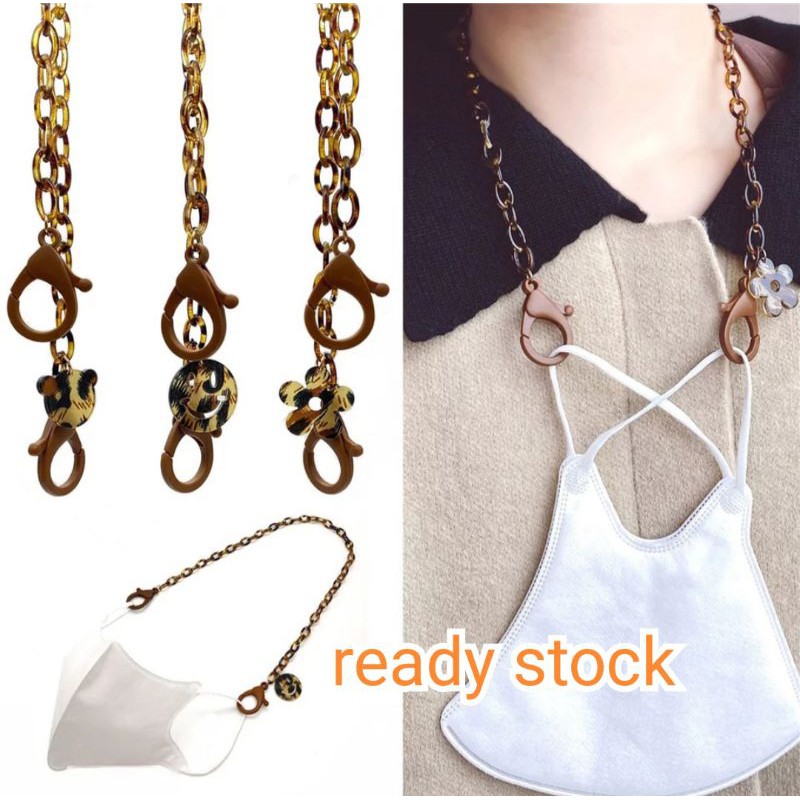 rantai acrilic gantung masker korea/mask chain korea/strap masker/kalung masker leopard