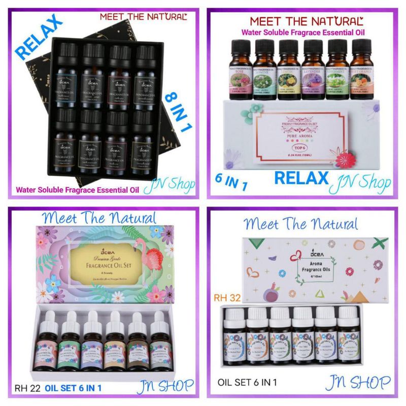 Essential Oil Aroma VARIAN 8 IN 1 PAKET OIL BASE MINYAK DIFFUSER ORIGINAL IMPORT MURAH