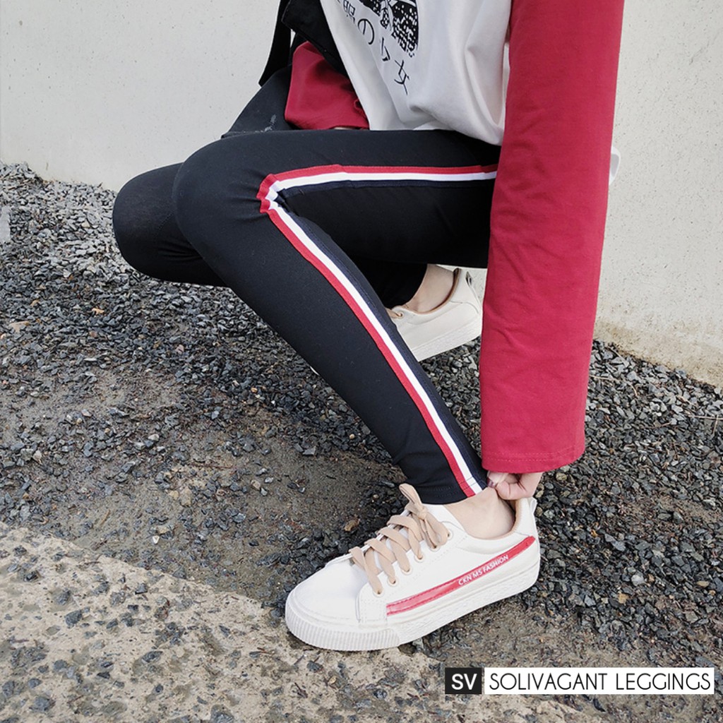 Celana Legging Stripe List Anak Perempuan Usia 5-12 Tahun Bahan Jersey Kualitas Import Tebal