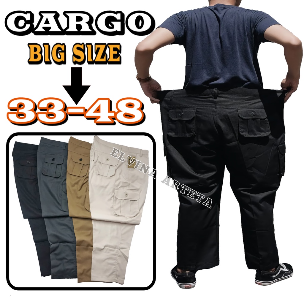 Celana Cargo Panjang Pria Jumbo Big Size 33-48 Reguler Fit Original Distro Premium