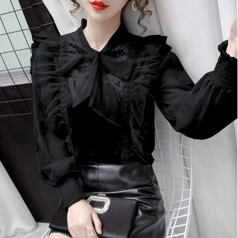 MDLV ~ 3181 LAURENCIA VELVET TOP KOREA TERBARU BLOUSE VELVET IMPORT ATASAN IMPORT FASHION IMPORT