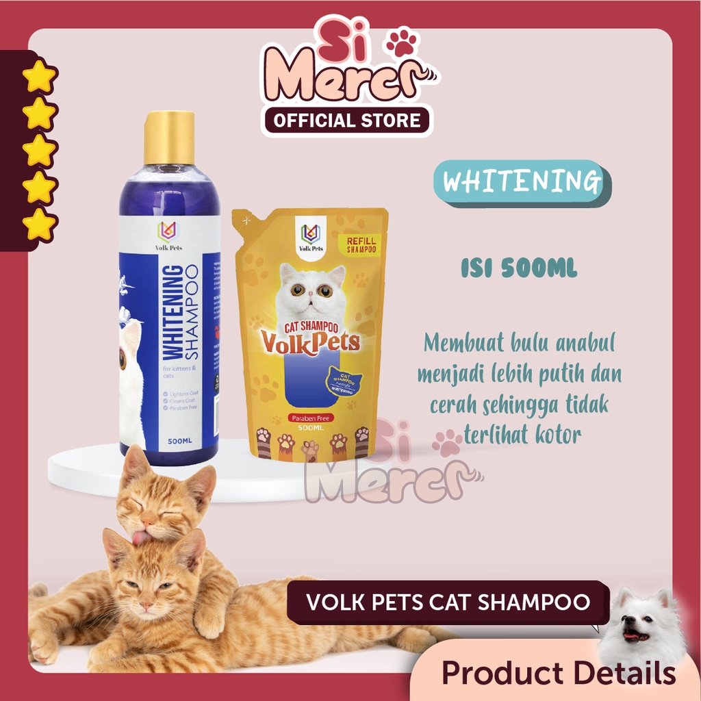 Shampo Kucing Cat Kitten Tick Flea Whitening Conditioner Jamur Kutu VOLK PETS 500ml