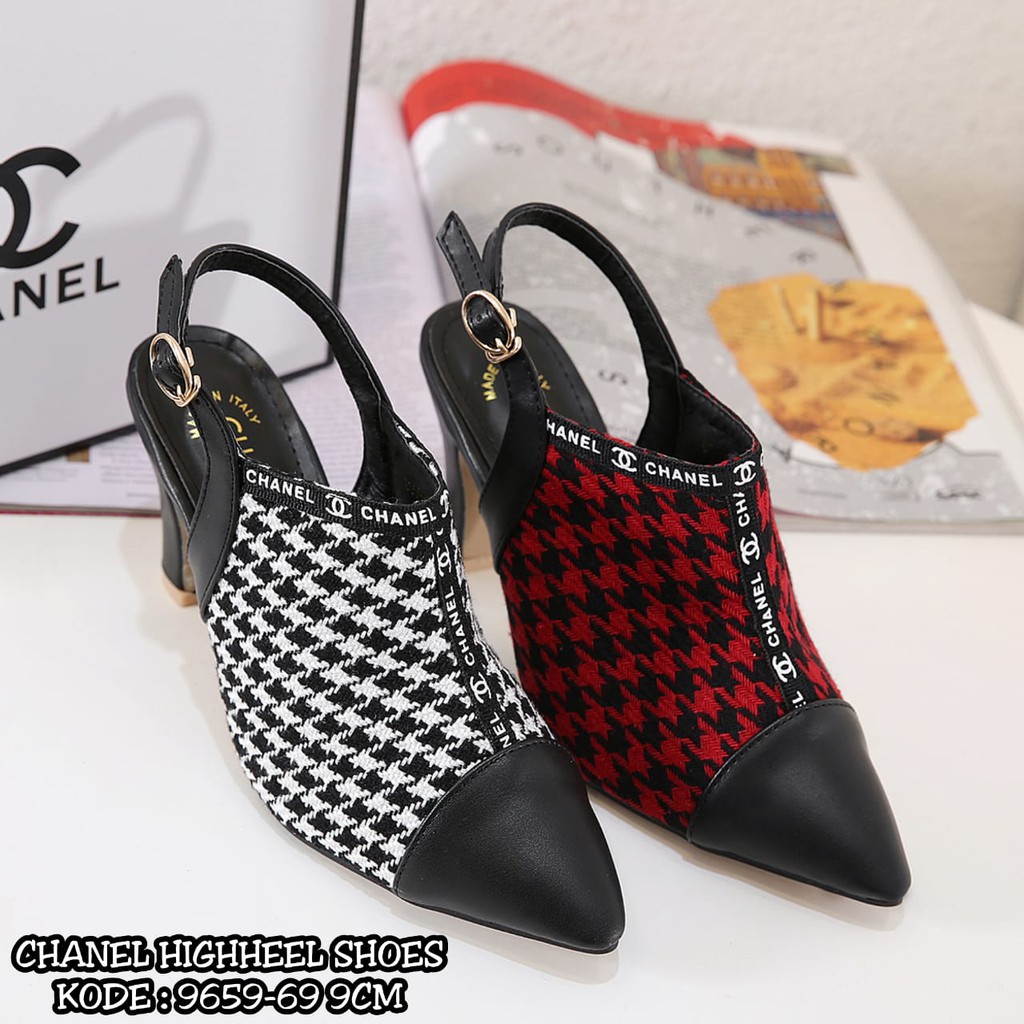 Sepatu CHANEL HIGHHEEL 9659-69  LOP 8  impor batam reseller murah wedges sport cantik sneakers shoes