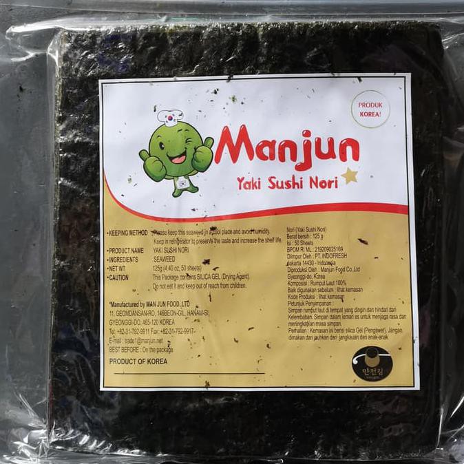 

sushi nori rumput laut lembaran,manjun yaki sushinori 50lembar termurah