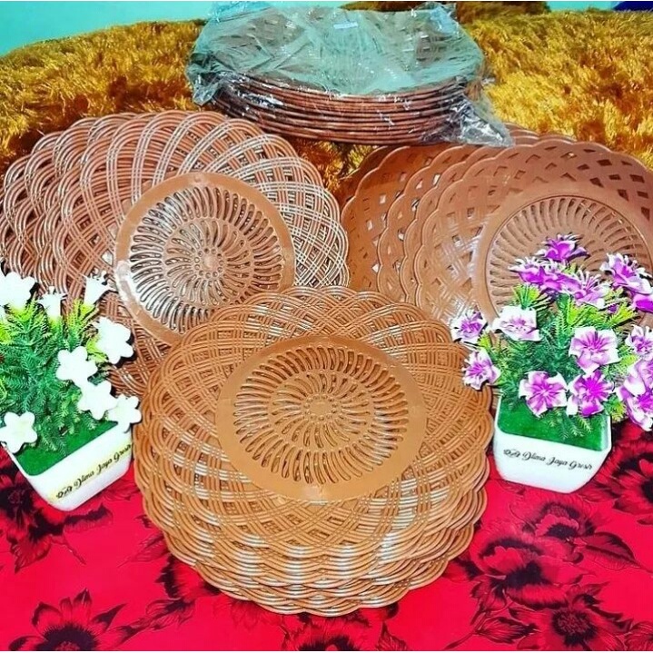 Priring Rotan Sintetis / Piring Rotan / Piring Kondangan / Piring Rotan Murah 1 Lusin